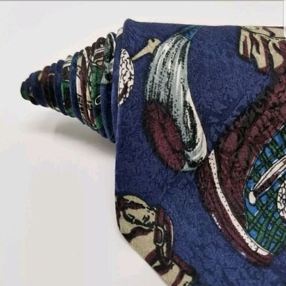 Momento Uno Navy Blue Golfing Golf Clubs Ball Tie - Picture 2 of 5